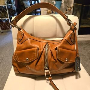 DKNY Tan Leather Shoulder Bag